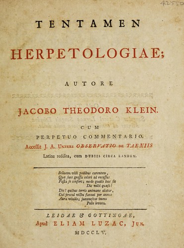 Cover for Tentamen herpetologiae