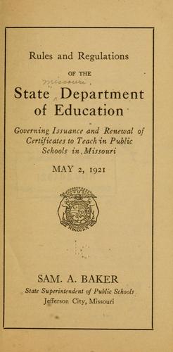Cover for Rules and regulations of the state Department of education