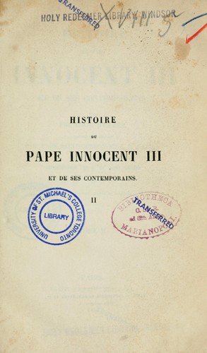 Cover for Histoire du Pape Innocent III et de ses contemporains