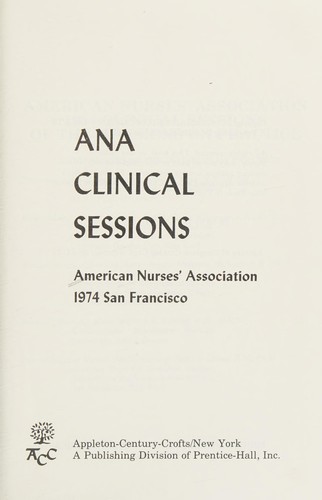 Cover for ANA clinical sessions