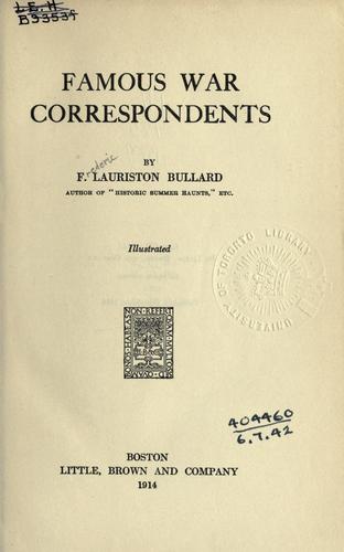 Cover for Famous war correspondents.