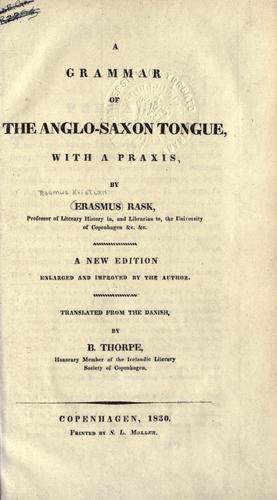 Cover for A grammar of the Anglo-Saxon tongue, with a praxis.