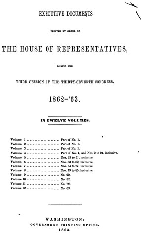 Cover for EXECUTIVE DOCUMENTS PRINTED BY ORDER OF THE HOUSE OF REPRESENTATIVES, DURING THE THIRD SESSION ...