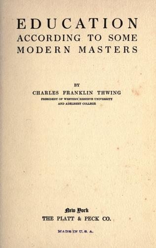Cover for Education according to some modern masters