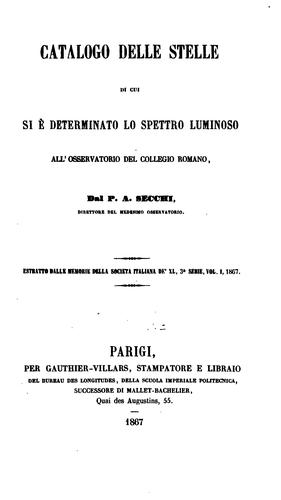 Cover for Catalogo delle stelle di cui se è determinato lo spettro luminoso all'Osservatorio del Collegio ...