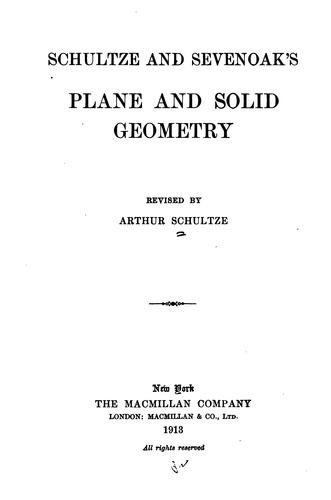 Cover for Schultze and Sevenoak's Plane and solid geometry