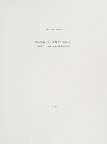 Cover for Psalmody in British North America