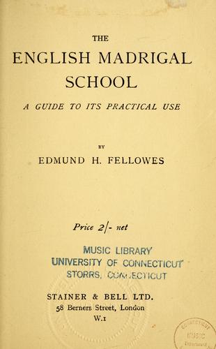 Cover for English madrigal school