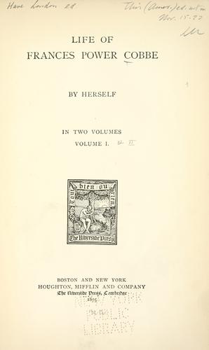 Cover for Life of Frances Power Cobbe