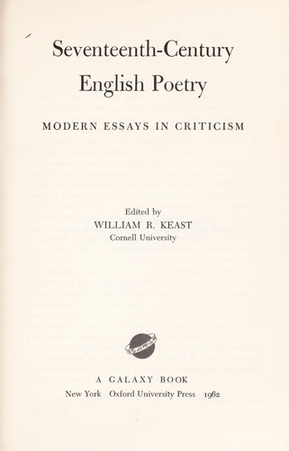 Cover for Seventeenth-century English poetry