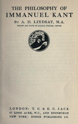Cover for The philosophy of Immanuel Kant