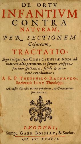 Cover for De ortu infantium contra naturam, per sectionem Caesaream