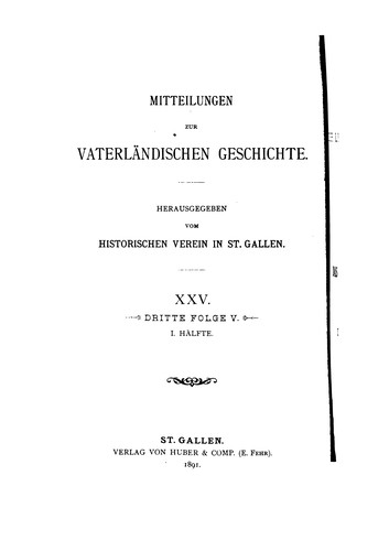 Cover for Mitteilungen zur vaterläendischen Geschichte