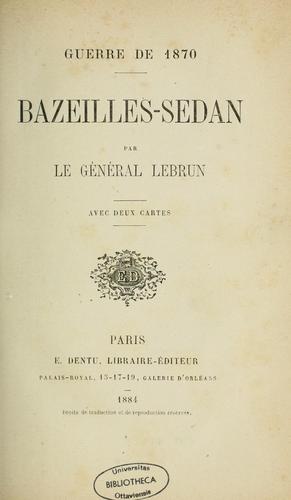 Cover for Guerre de 1870, Bazeilles-Sedan