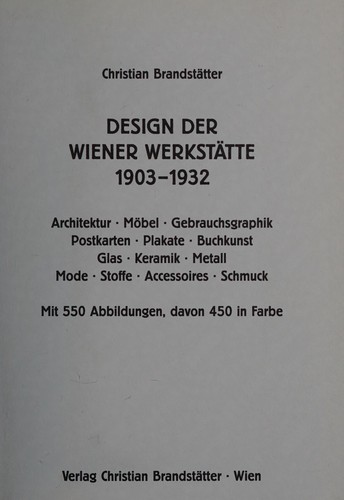 Cover for Design der Wiener Werkstätte 1903-1932
