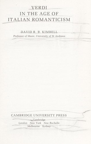 Cover for Verdi in the age of Italian romanticism