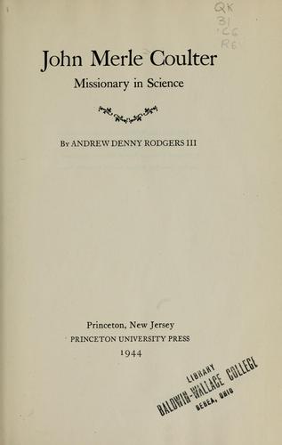 Cover for John Merle Coulter