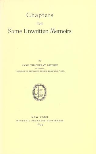 Cover for Chapters from some unwritten memoirs