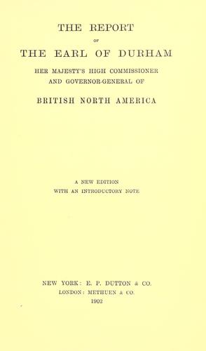 Cover for The report of the Earl of Durham