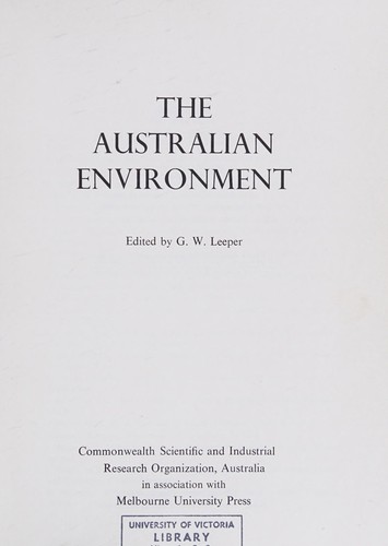 Cover for The Australian environment