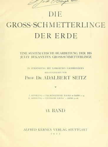 Cover for Die Grossschmetterlinge der Erde