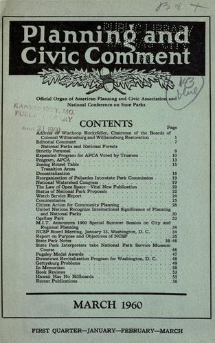 Cover for Planning and civic comment.
