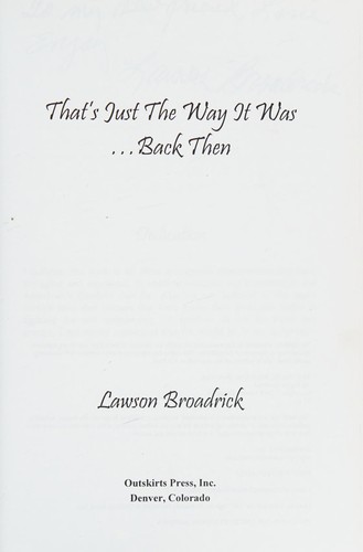Cover for That's just the way it was-- back then