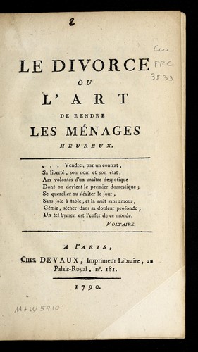 Cover for Le divorce