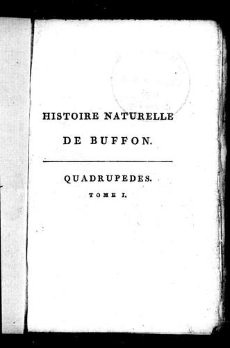 Cover for Histoire naturelle de Buffon