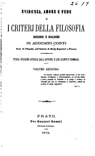 Cover for Evidenza amore c tede, o I criterj della filosofia: discorsi e dialoghi...