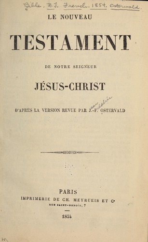 Cover for Le Nouveau Testament de Notre Seigneur Jésus-Christ
