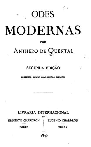 Cover for Odes modernas