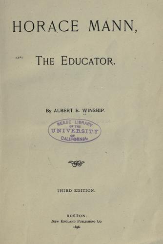 Cover for Horace Mann, the educator.