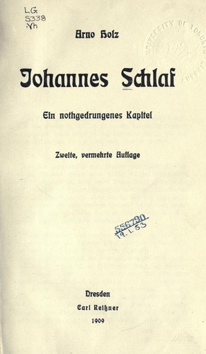 Cover for Johannes Schlaf
