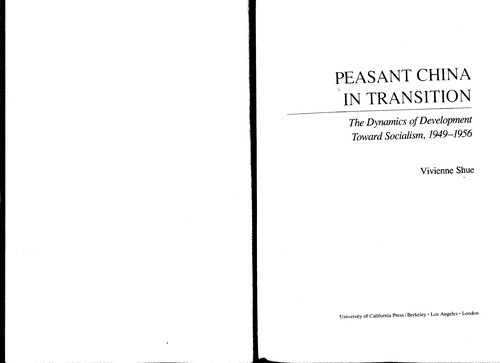 Cover for Peasant China in Transition
