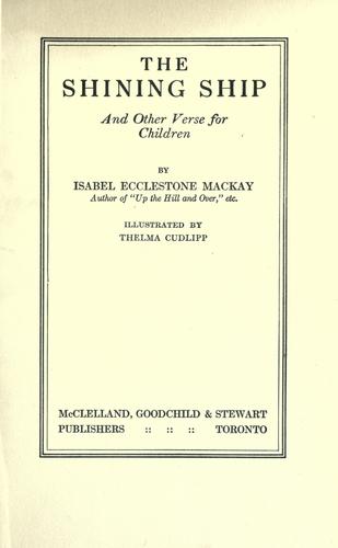 Cover for The shining ship, and other verse for children.