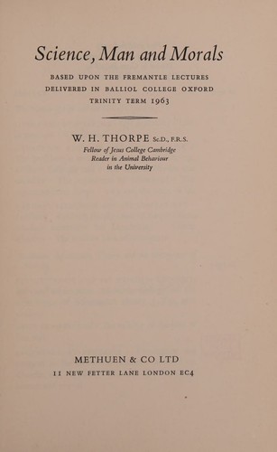 Cover for Science, man and morals
