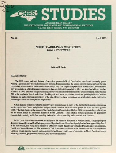 Cover for North Carolina's minorities