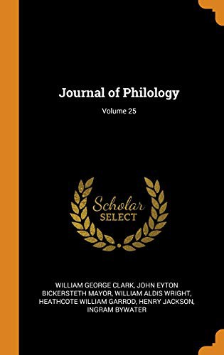 Cover for Journal of Philology; Volume 25