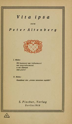 Cover for Vita ipsa.