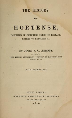 Cover for The history of Hortense