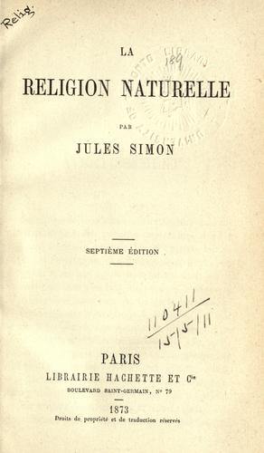 Cover for La religion naturelle.