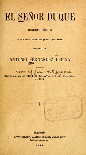 Cover for El señor duque