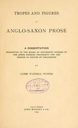 Cover for Tropes and figures in Anglo-Saxon prose.