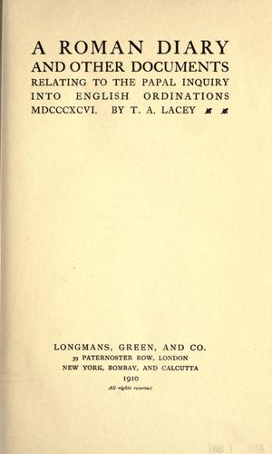 Cover for A Roman diary and other documents