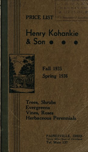 Cover for Price list, fall 1935 spring 1936