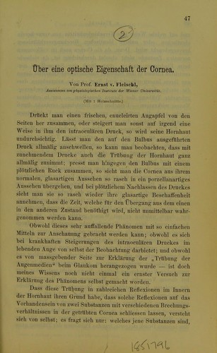 Cover for ©ber eine optische Eigenschaft der Cornea