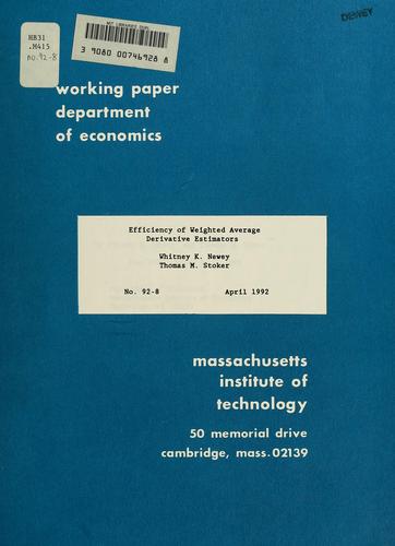 Cover for Efficiency of weighted average derivative estimators and index models