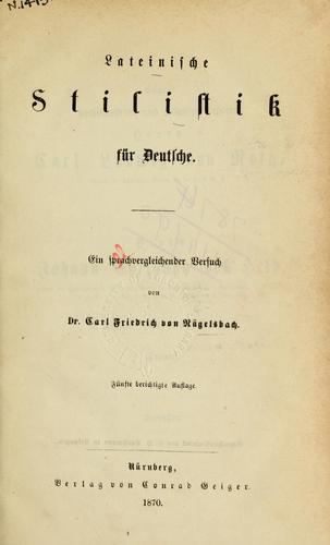 Cover for Lateinische Stilistik für Deutsche