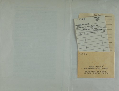 Cover for Additions to the floras of Southampton and Mansel islands, Hudson Bay